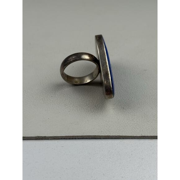 ATI Mexico Sterling Silver Ring Large Blue Gemstone Size 8 - Picture 5 of 10